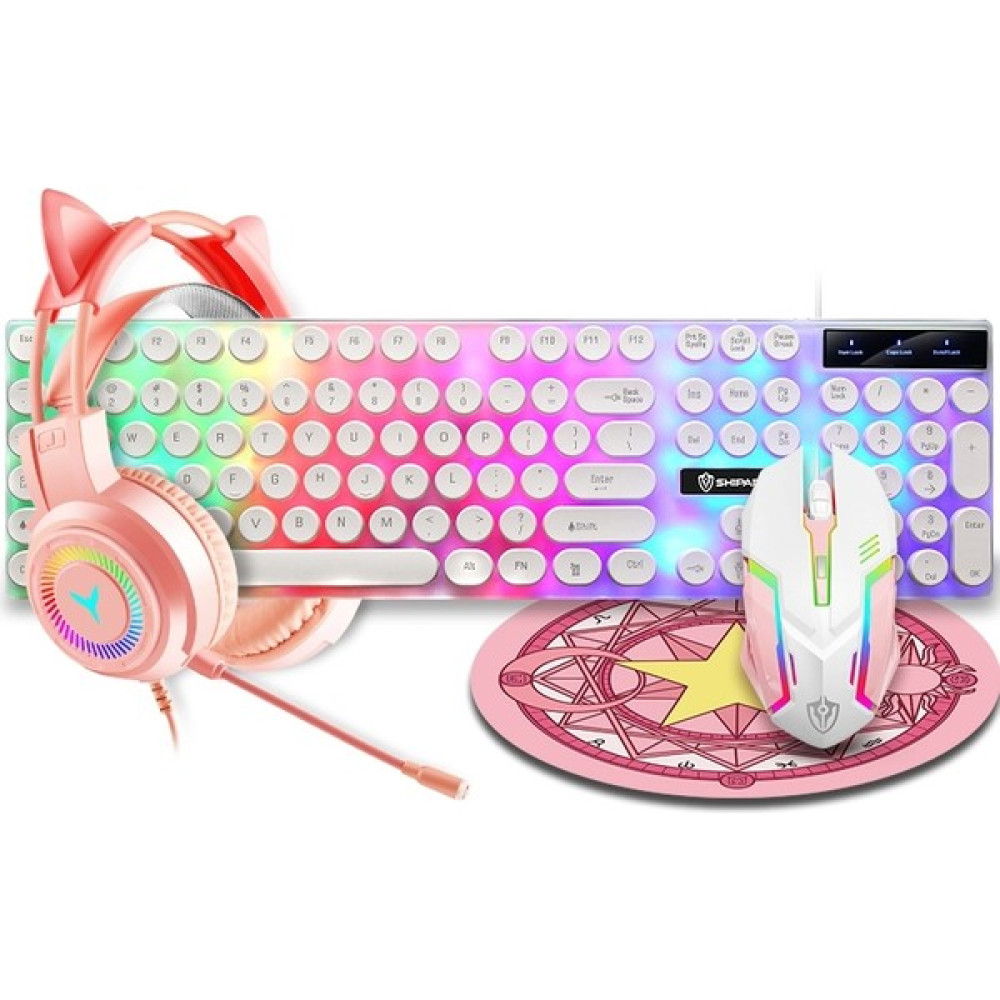 Shipadoo 4 In 1 Klavye + Fare + Kulaklık + Mouse Pad Seti Pembe (Yurt Dışından) Klavye - Mouse Fiyatı