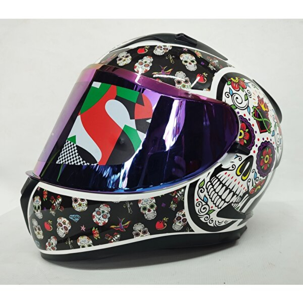 Shiro Kask Shiro Shadow Skull Güneş Vizörlü - Iridyum Vizör Hediye - XL Motorsiklet Kaskları Fiyatı