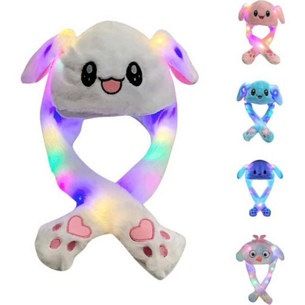 Shiva Gift&More Kulakları Hareket Eden Beyaz Işıklı 4 Modlu LED Yanan Oynayan Kulaklı Peluş Şapka Oyun Arkadaşı Peluş Oyuncaklar Fiyatı
