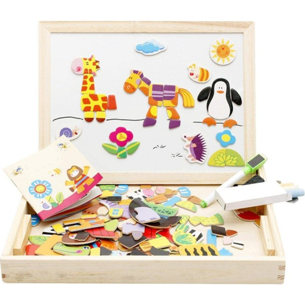 Shiw Toys Montessori Ahşap Mıknatıslı Hayvan Çiftliği Panosu Yazma ve Çizim Kara Tahta Tebeşir ve Silgili Eğitici Oyuncak Fiyatı