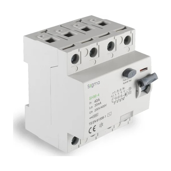 SHM4040030-SHM 4p 30MA 40A 6ka Kaçak Akım Koruma Şalteri (Kaçak Akım Rlesi) - 40 A Diğer Fiyatı