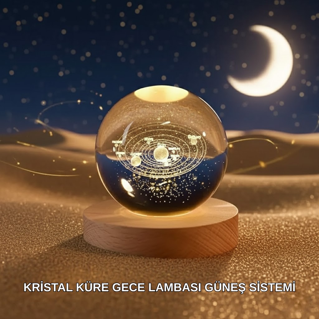 SHN Dekoratif LED Kristal Küre Ahşap Altlıklı Şık Gece Lambası Diğer Fiyatı