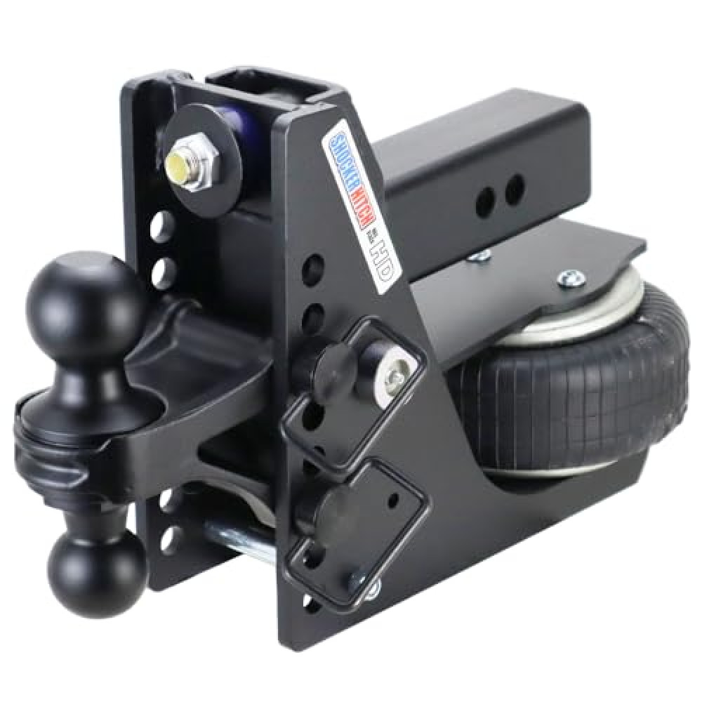 Shocker HD Max Black Air Hitch with Black Combo 2" & 2-5/16" Balls, Fits 2-1/2" Hitch - 20,000 lbs