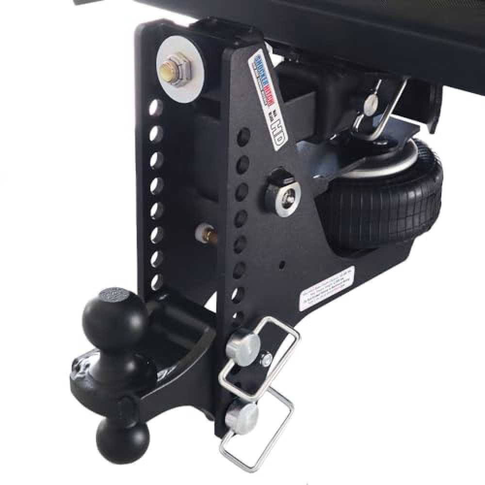Shocker HD Max Black Super Drop Air Hitch Fits 2-1/2" Hitch, has Black Combo 2"&2-5/16" Balls - 20,000 lbs GTW