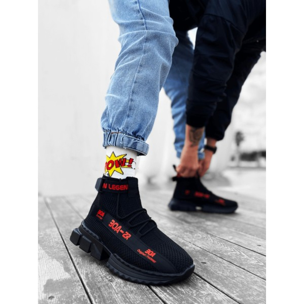 Shoecide Bağcıklı Şerit Detaylı Özel Tasarım Taban Siyah Kırmızı Renk Erkek Günlük Spor Ayakkabı Erkek Günlük Ayakkabıları Fiyatı