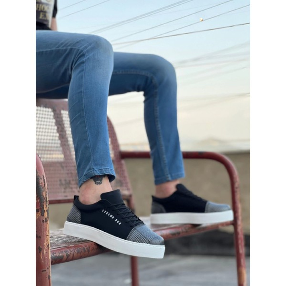 Shoecide Bağcıklı Siyah Ekose Süet Rahat Beyaz Taban Spor Klasik Erkek Günlük Ayakkabı Erkek Günlük Ayakkabıları Fiyatı