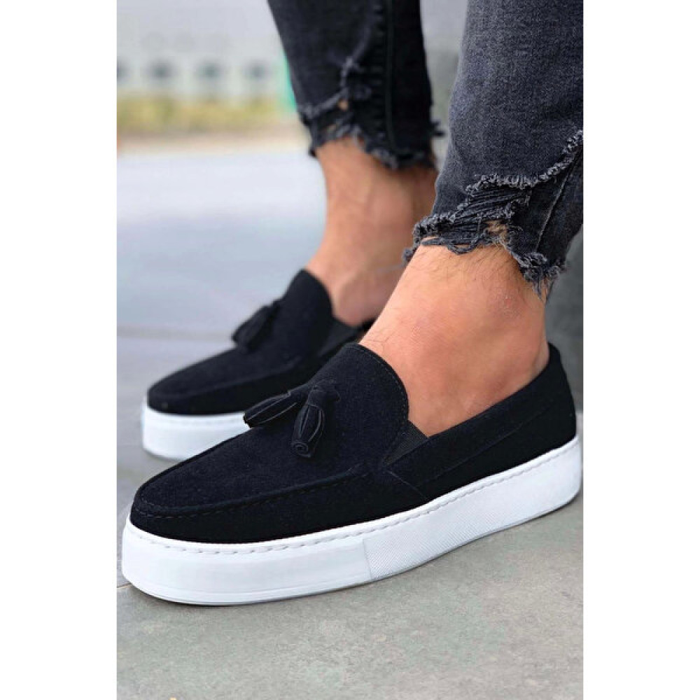 Shoecide Bağcıksız Püsküllü Süet Ortopedik Taban (Beyaz ) Erkek Spor Klasik Ayakkabı Erkek Günlük Ayakkabıları Fiyatı