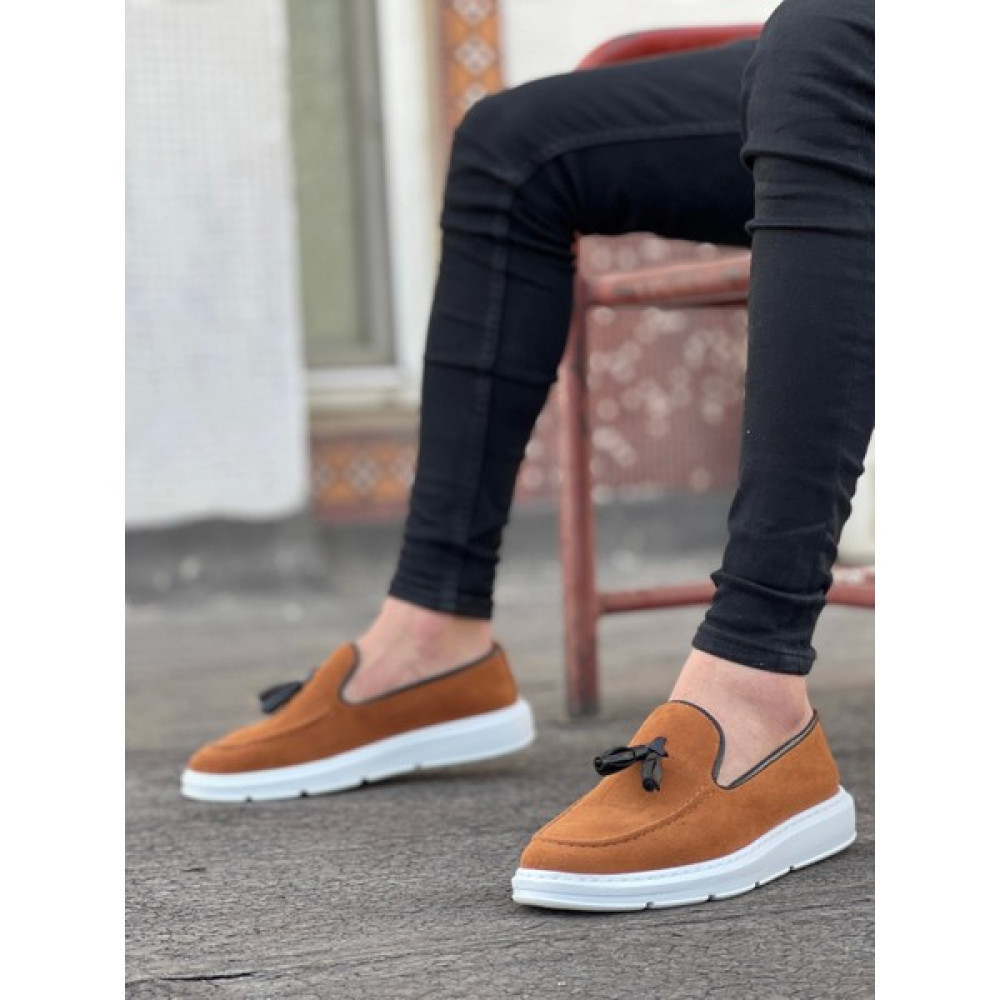 Shoecide Bağcıksız Yüksek Rahat Taban Süet Taba Klasik Püsküllü Corcik Erkek Ayakkabı Erkek Günlük Ayakkabıları Fiyatı