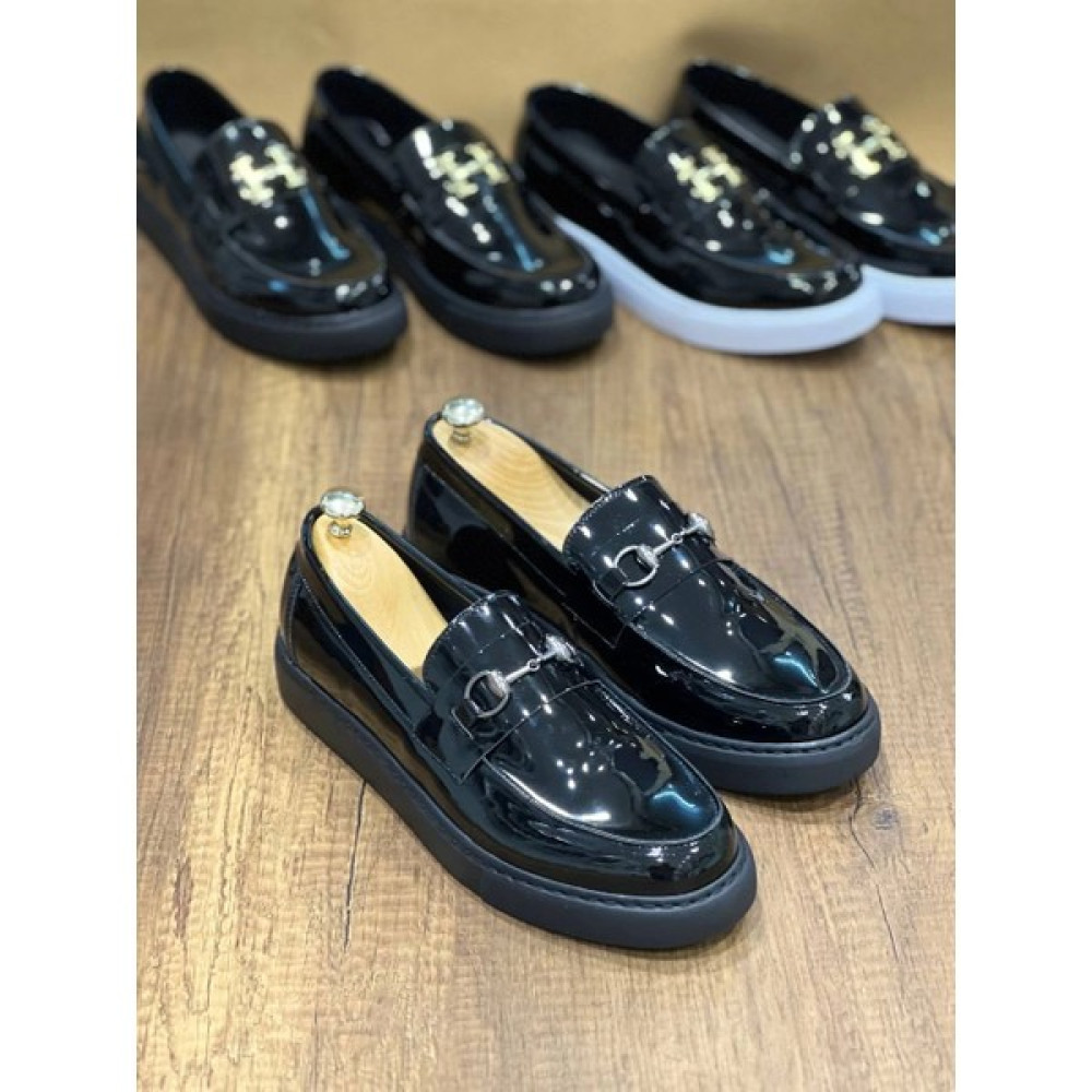 Shoecide KB-027 Bağcıksız Kömür Rugan G Günlük Erkek Ayakkabı Erkek Günlük Ayakkabıları Fiyatı