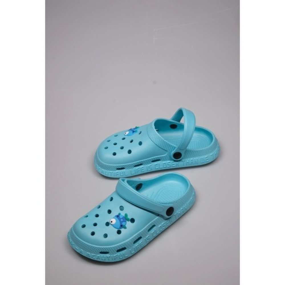 Shoecide Mavi Çocuk ve Bebek Bantlı Tokalı Rahat Taban Yazılı Sandalet Kız Çocuk Terlik & Sandaleti Fiyatı