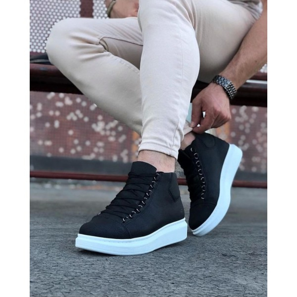 Shoecide Taban Erkek Siyah Bağcıklı Sneakers Yarım Bilek Spor Bot Erkek Botları Fiyatı