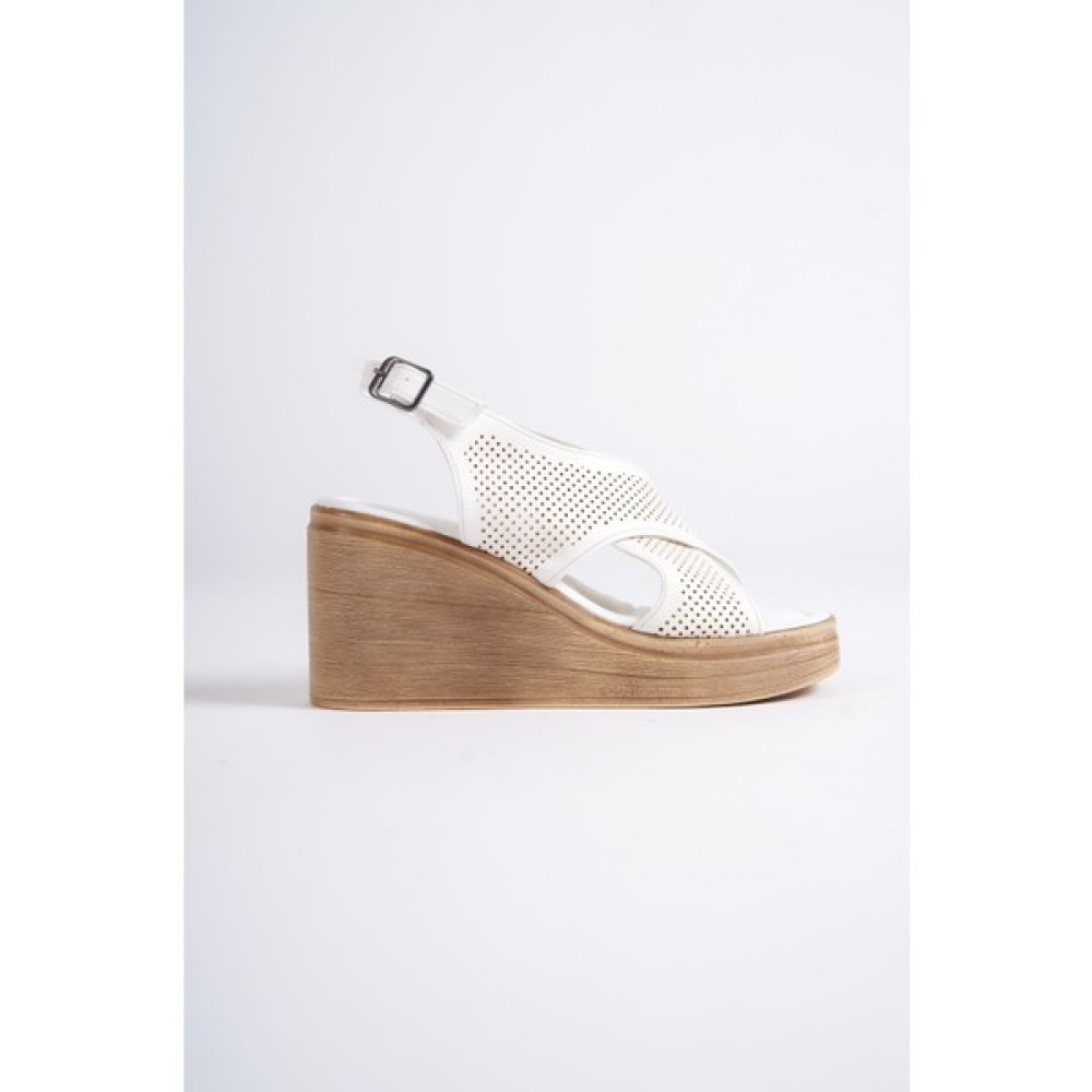 Shoesers Kadın Dolgu Topuklu Çapraz Bantlı Deri Ayakkabı Topuklu Ayakkabı Fiyatı