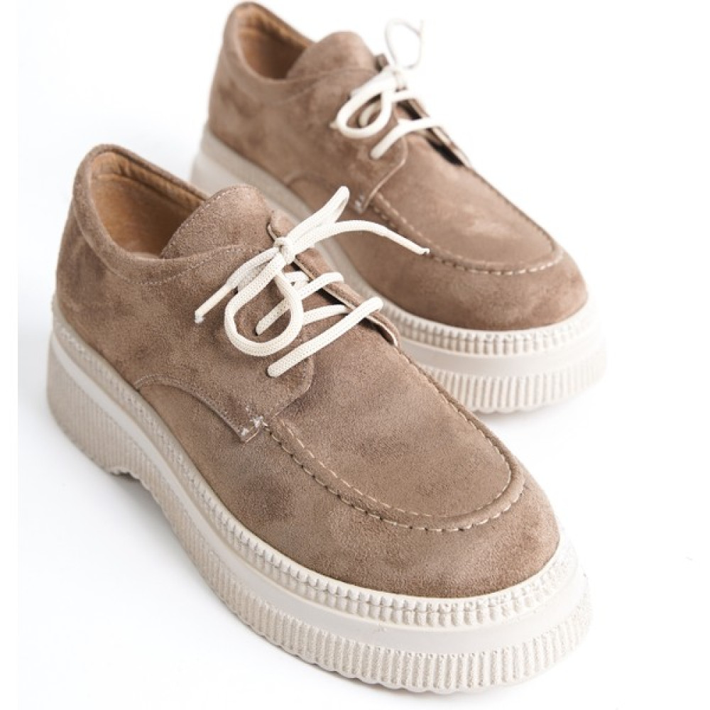 SHOESERS Kadın Loafer Bağcıklı Süet Günlük Ayakkabı Kalın Rahat Esnek Tabanlı Pedli Makosen Kadın Ayakkabıları Fiyatı