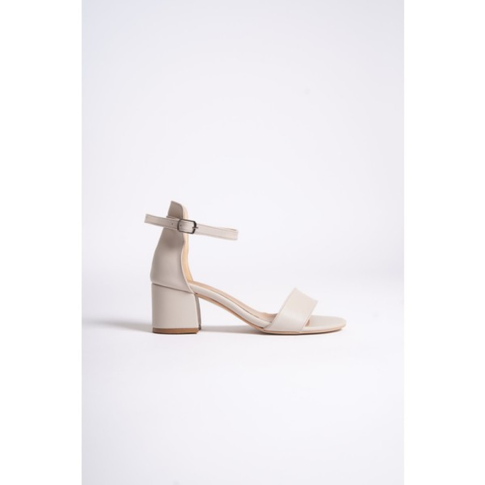 Shoesers Kadın Tek Bantlı Kalın Topuklu Bilekten Bantlı Abiye Ayakkabı Bej Abiye Ayakkabılar Fiyatı