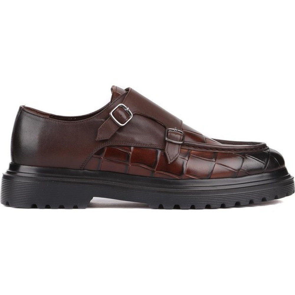 Shoetyle - Kahverengi Croco Deri Tokalı Erkek Klasik Ayakkabı 250-1616 Erkek Günlük Ayakkabıları Fiyatı