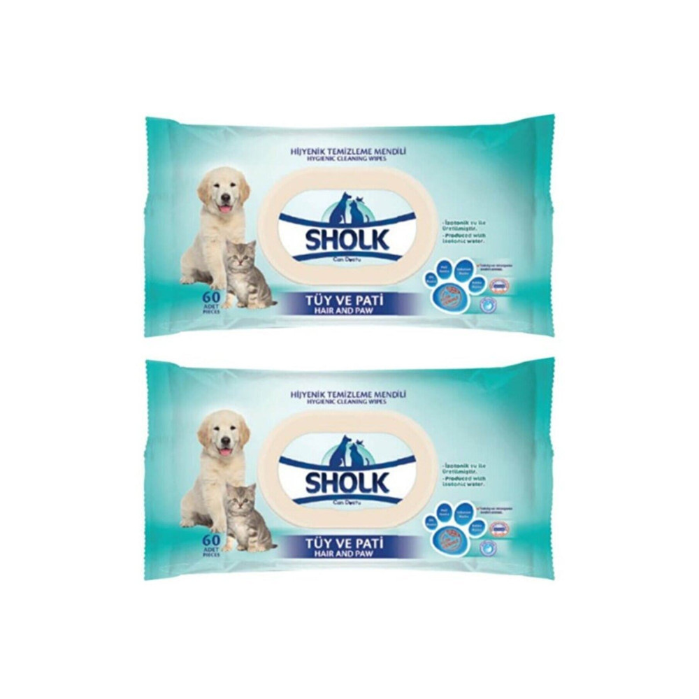 Sholk Cat Dog Hair & Paw Hygienic Cleaning Wipes Kedi Köpek Tüy Pati Hijyenik Temizleme Mendili 60 Lı X 2 Evcil Hayvan Ürünleri Fiyatı