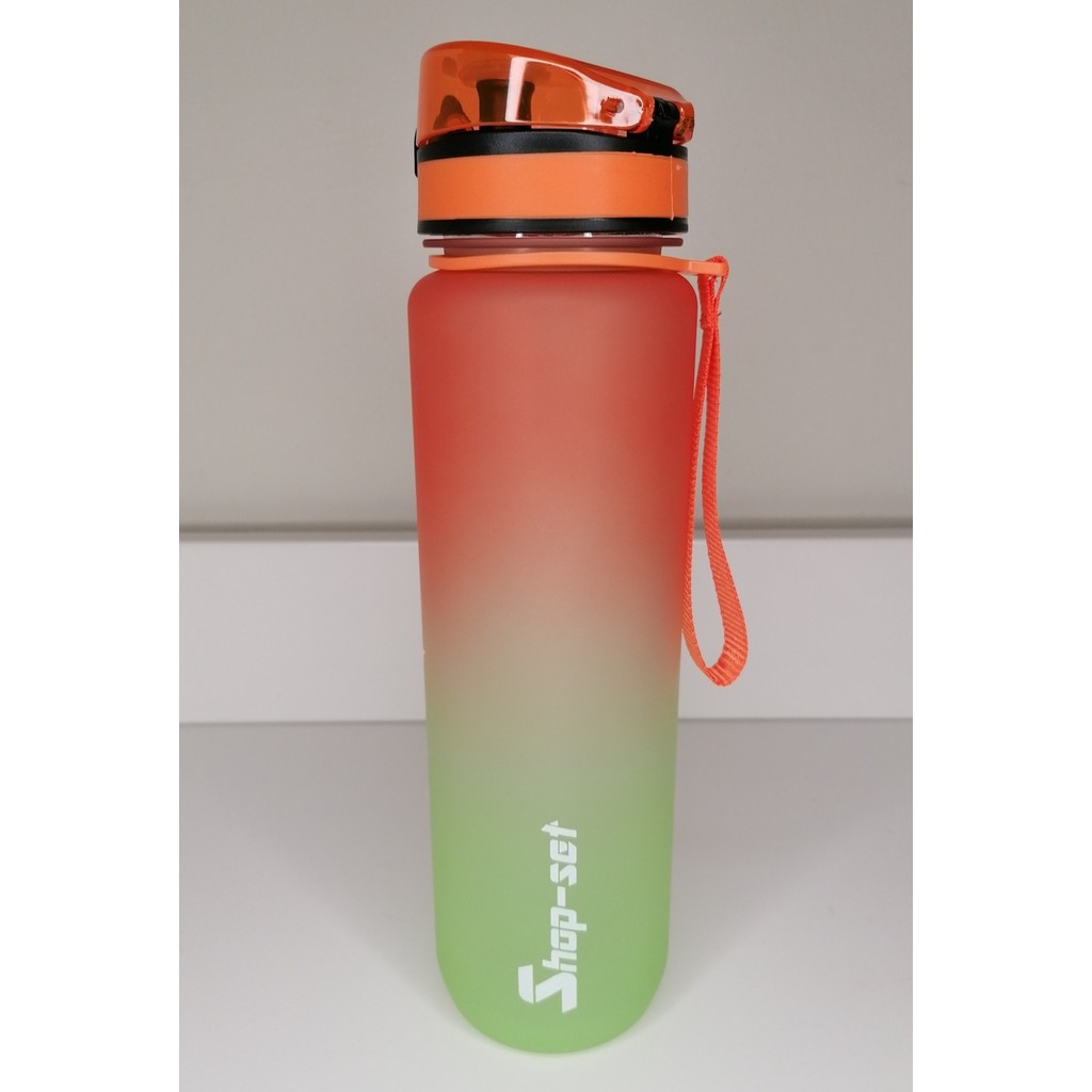 Shop-Set 1000 ml Tritan Motivasyonlu Su Matarası Süzgeçli(Turuncu - Neon Yeşil) Suluk Fiyatı