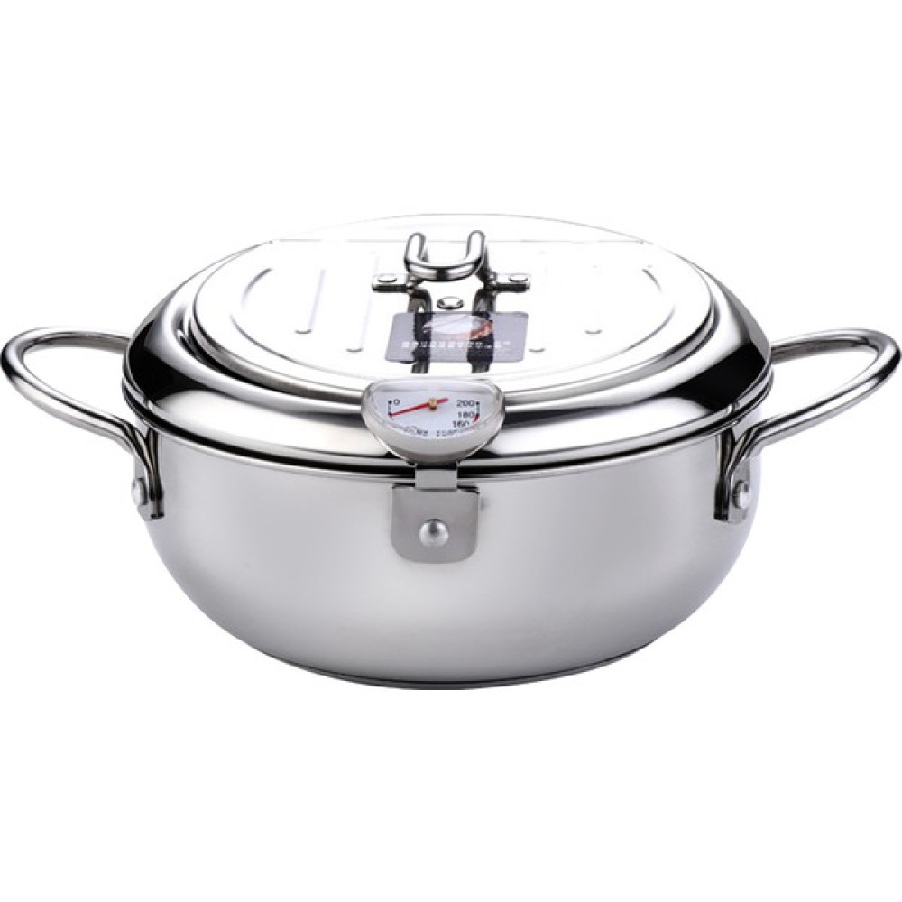 Shopfocus Fritöz Pot Paslanmaz Çelik Japon Tarzı Fritöz, Termometre (Yurt Dışından) - Silver Fritözler Fiyatı