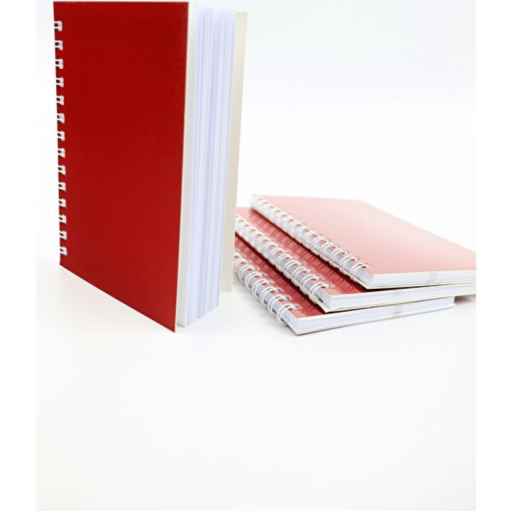 Shopifav 4'lü Kırmızı Renkli Defter Seti 9X13 cm Çizgisiz 90 Sayfa Defter Karton Kapak Beyaz Spiralli Defter Spiralli Defter Fiyatı