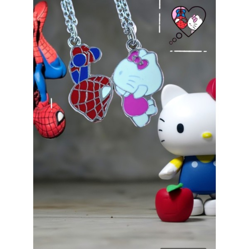 Shopiolog Hello Kitty Spiderman Sevgili Çift Kolye (2 Adet Kolye ) - Renkli - 45 Bijuteri Kolye Fiyatı
