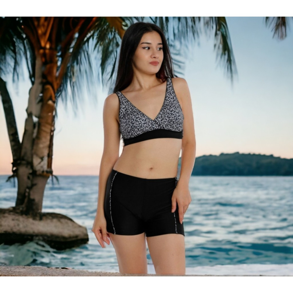 Shopiolog Kruvaze Desenli Şortlu Büyük Beden Bikini Bikini Fiyatı