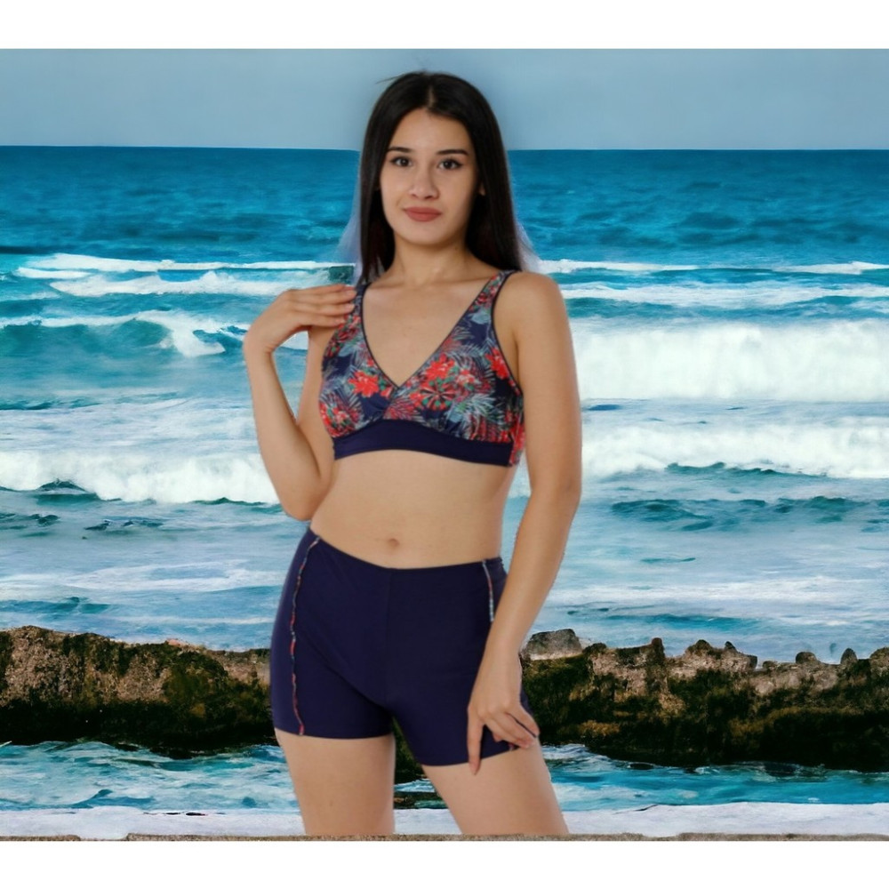 Shopiolog Kruvaze Desenli Şortlu Büyük Beden Bikini Bikini Fiyatı