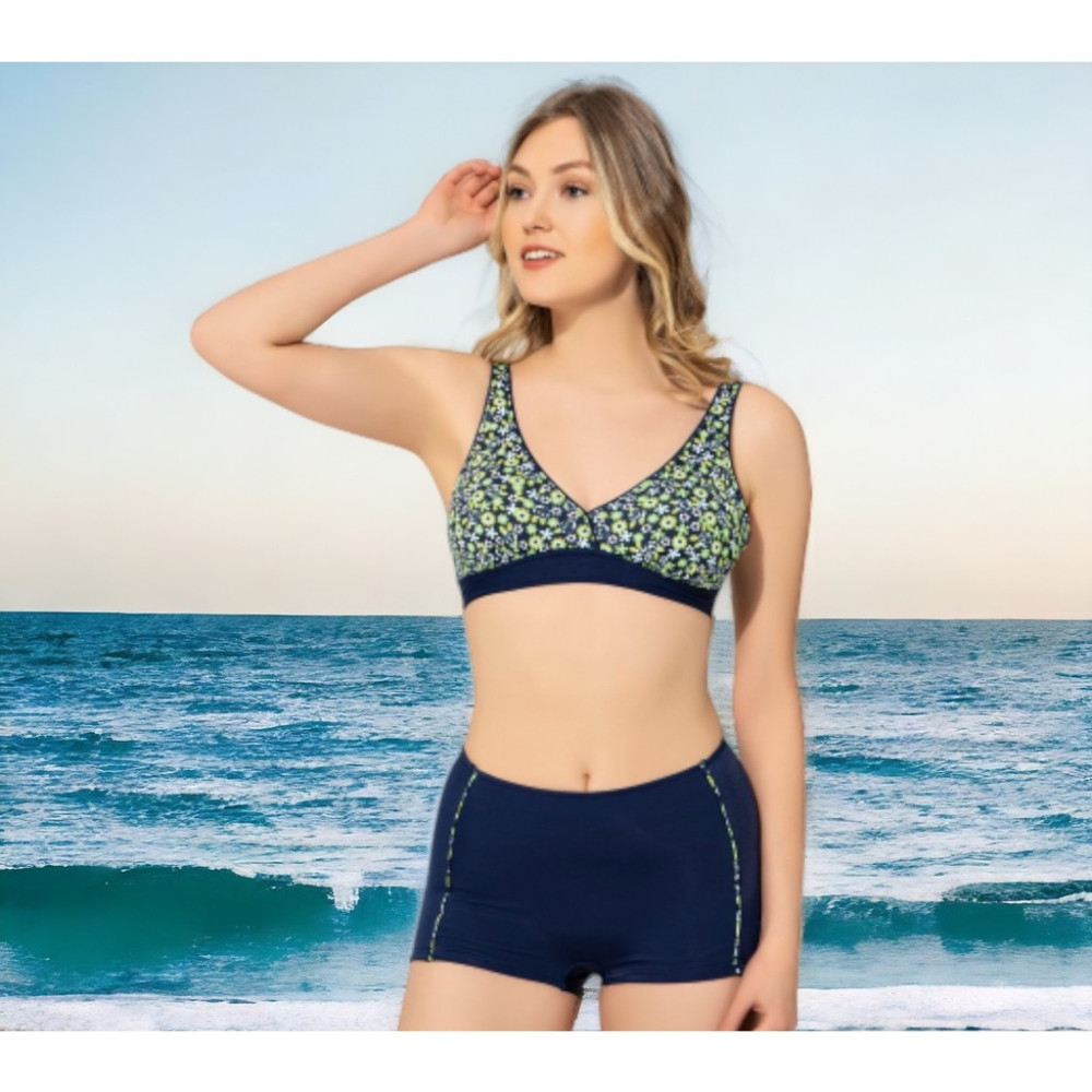 Shopiolog Kruvaze Desenli Şortlu Büyük Beden Bikini Bikini Fiyatı