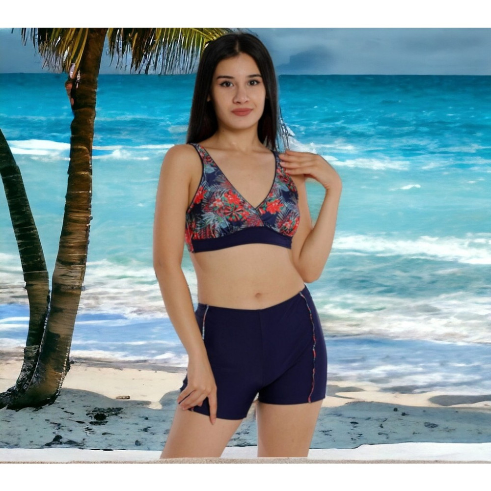 Shopiolog Kruvaze Desenli Şortlu Büyük Beden Bikini Bikini Fiyatı