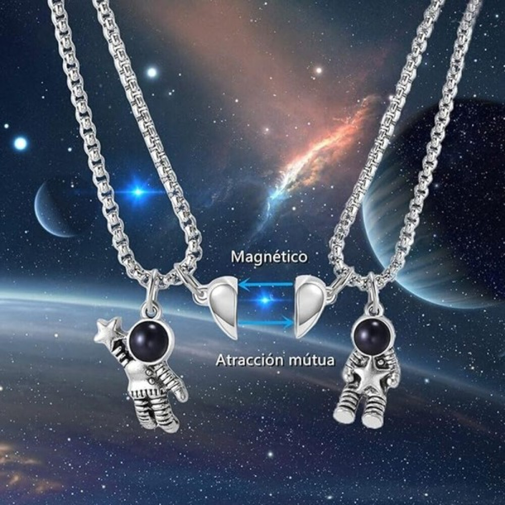 Shopiolog Space Astronot Mıknatıslı Best Friends 2'li Birleşen Kalp Sevgili Arkadaşlık Çift Sevgili Kolyesi - Gri Bijuteri Kolye Fiyatı