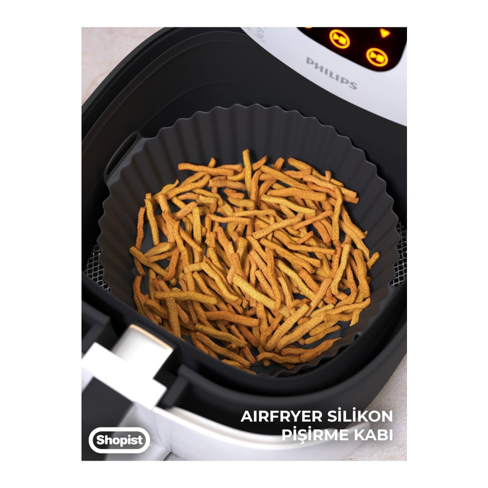 SHOPİST Siyah Airfryer Silikon Pişirme Kabı 20x5 Cm Bpa Içermez Airfryer Pişirme Kağıdı Aksesuar Kalıbı Pişirme Kağıdı Fiyatı