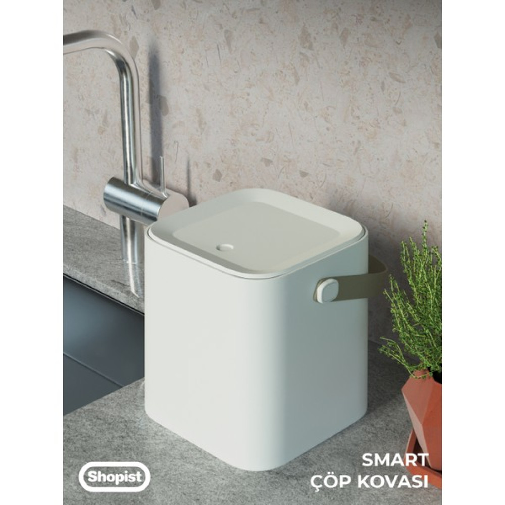 Shopist Smart 4lt Beyaz Renk Bas Aç Mekanizmali Minimal Tasarim Çöp Kovasi Mutfak ve Banyo Çöp Kovasi Çöp Kovaları Fiyatı
