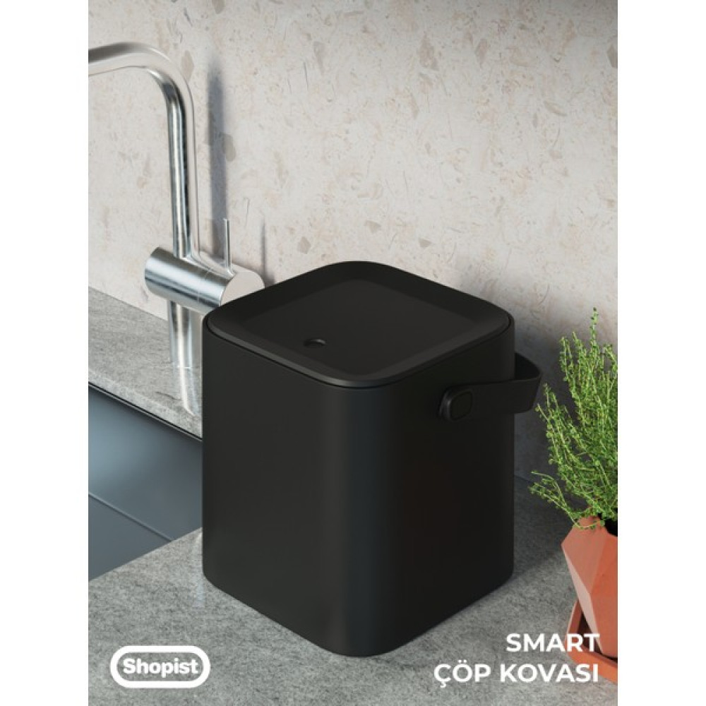 Shopist Smart 4lt Siyah Renk Bas Aç Mekanizmali Minimal Tasarim Çöp Kovasi Mutfak ve Banyo Çöp Kovasi Çöp Kovaları Fiyatı