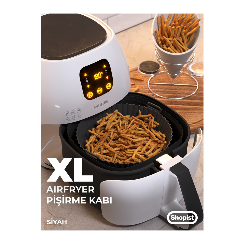 SHOPİST Xl-xxl Siyah Airfryer Silikon Pişirme Kabı 6litre Ve Üzeri Bpa Free Airfryer Pişirme Kağıdı Kalıbı Pişirme Kağıdı Fiyatı