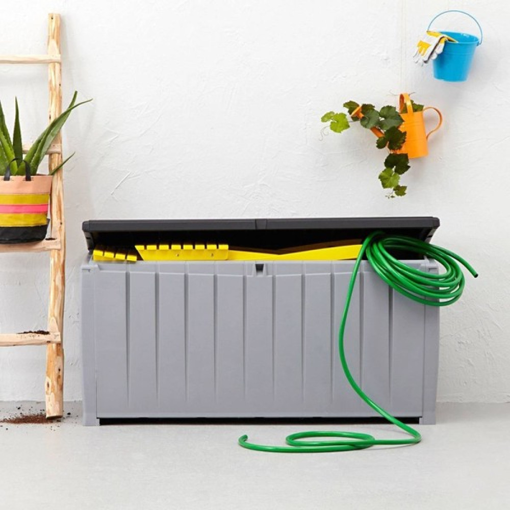 Shopmekan Bahçe Balkon Ev Teras Plastik Sandık Antrasit 124X55X62,5 cm Bahçe Mobilyası Takımı Fiyatı