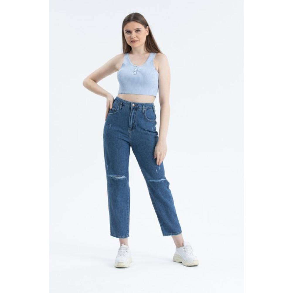 Shoppingdimoda Diz Lazerli Jean Pantalon Bayan Jeans / Kot Pantolon Fiyatı