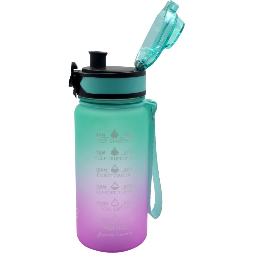 Shopset Shop-Set 350ML Tritan Motivasyonlu Su Matarası Çift Renk Softtouch (Yeşil - Pembe) - Yeşil - Pembe Suluk Fiyatı