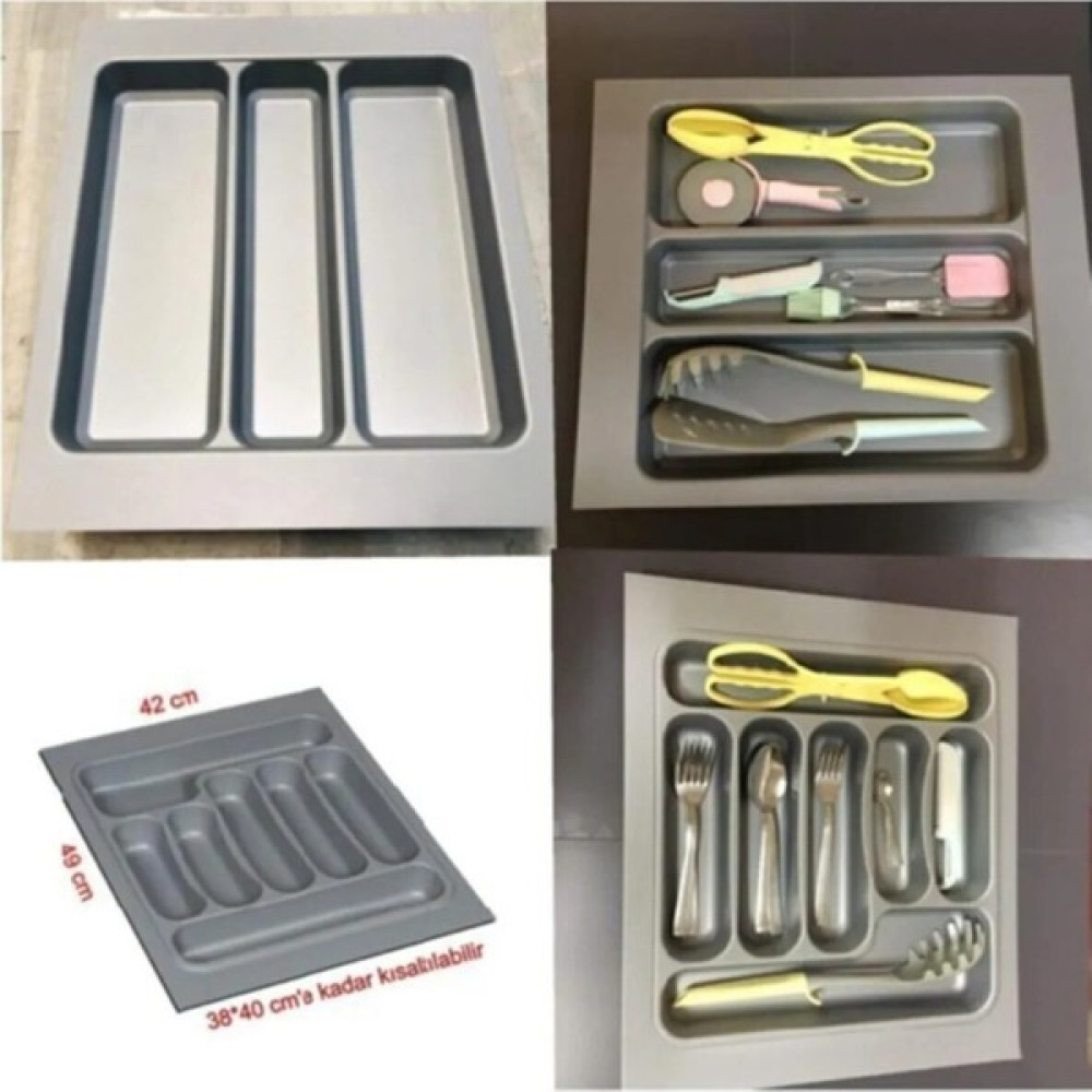 ShopyTime 42/49 cm 2'li Takım Cekmece Içi Kasıklık ve Kepçelik 38/40 cm Kadar Kesılebılır Pratik Mutfak Gereçleri Fiyatı
