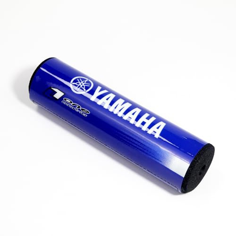 Short Blue Pad & White Text Yamaha Soft Cushion High-Density Foam Crossbar Handlebar Protectors for ATVs Motorcycles Bikes (7.87in Long)