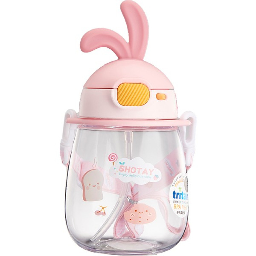 Shotay ST-7008 600ML Pembe Tritan Pipetli Askılı Matara Suluk Fiyatı
