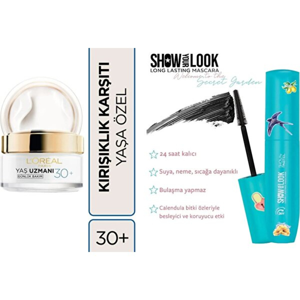 Show By Pastel Show Your Look 24H Long Lasting Volume Maskara Secret Garden + L'oréal Paris Yaş Uzmanı 30+ Nemlendirici Krem Nemlendiriciler Fiyatı