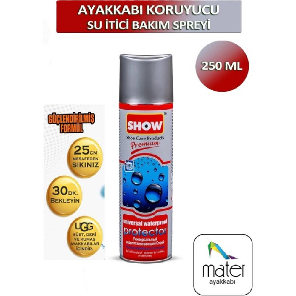 Show Su ve Kir Itici Sprey - Su Geçirmez Şeffaf Protect Sprey 250 ml Özel Güçlendirilmiş Seri Kadın Ayakkabıları Fiyatı