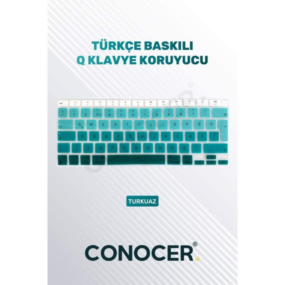 Shreyas Macbook Air 2020 13 Inc M1 A2337 / A2179 Uyumlu Türkçe Q Klavye Slim Klavye Koruyucu Kılıf - Turkuaz Tablet Kılıfı Fiyatı