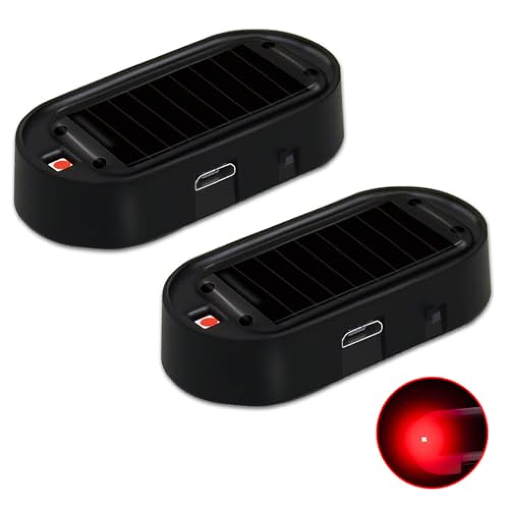 Shudyear Car Solar Power Simulated Dummy Alarm，Anti-Theft LED Flashing Security Light Fake lamp with USB Charger Port，Car Accessories for Most Cars,2PCS (red) Car Alarm & Security Fiyatı