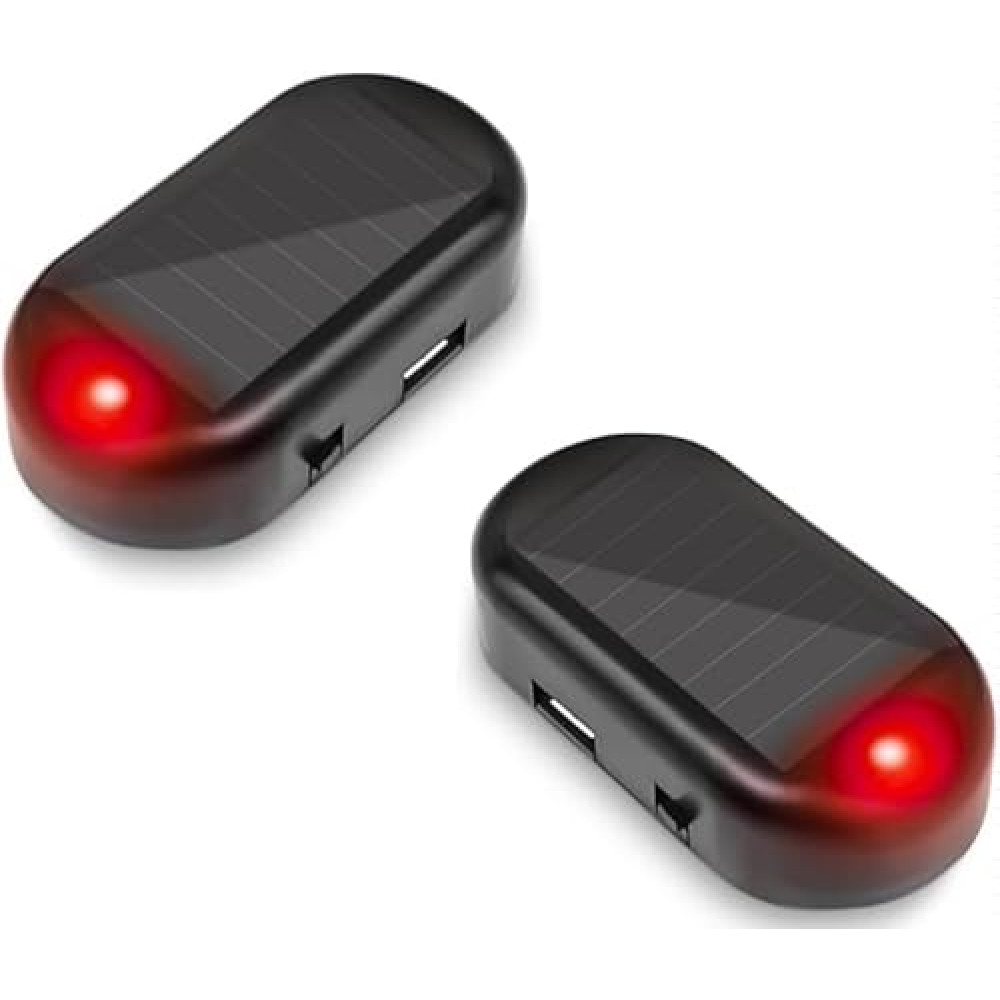 Shudyear Car Solar Power Simulated Dummy Alarm，Anti-Theft LED Flashing Security Light Fake lamp，with USB Charger Port，car security Accessories Universal for Most Cars(2pcs Red) Car Alarm & Security Fiyatı