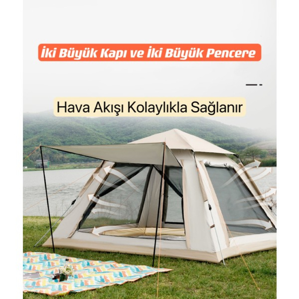 Shufa - 4 Tarafı Kare Tenteli Tam Otomatik Kamp Çadırı 4-6 Kişilik 240*240*155 Çadır Fiyatı