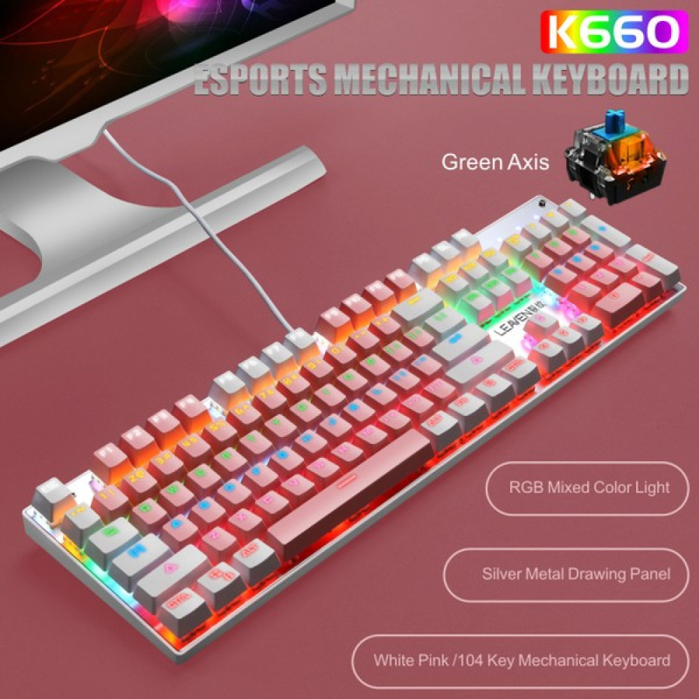 Shuji Kablolu USB Mekanik Klavye 104 Tuşlu Ergonomik Oyun Klavyesi Mouse Seti Oyun Yazma Pc Uyumlu Pembe(Yurt Dışından) - Pembe Klavye - Mouse Fiyatı