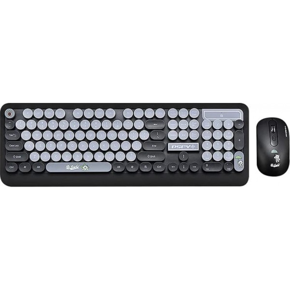 Shuji Shujık K68 Klavye Mouse Combo 2.4ghz Kablosuz Sevimli Retro Yuvarlak Klavye Mouse Seti Punk Klavye Mouse Combo Siyah(Yurt Dışından) - Siyah Klavye - Mouse Fiyatı