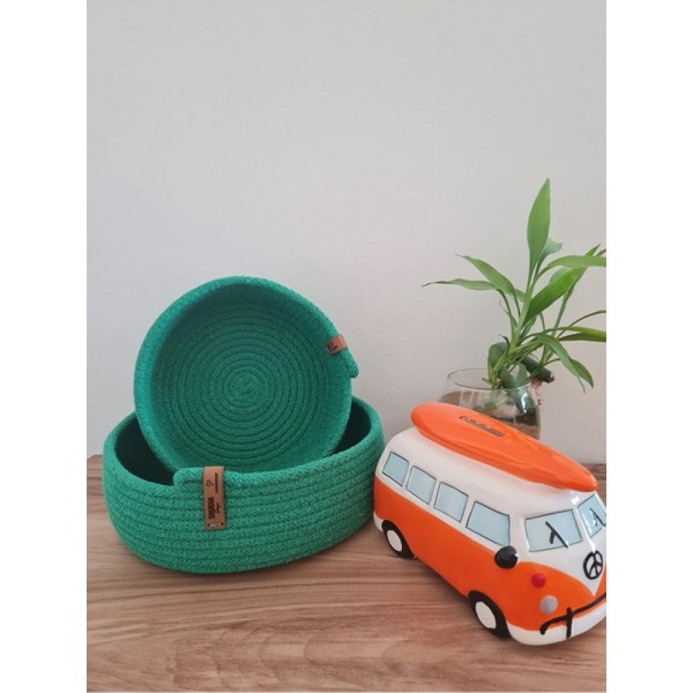 Shukha Design Çok Amaçlı 2li Sepet, Dekoratif Sepet Set, Hasır Düzenleyici Sunum Mutfak Banyo Organizer - Yeşil Sepet Fiyatı