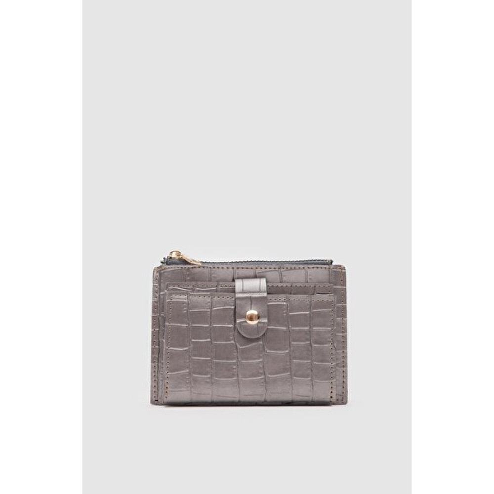 Shule Bags Katlamalı Kartlıklı Cüzdan Croco Ice Gri Bayan Cüzdan Fiyatı