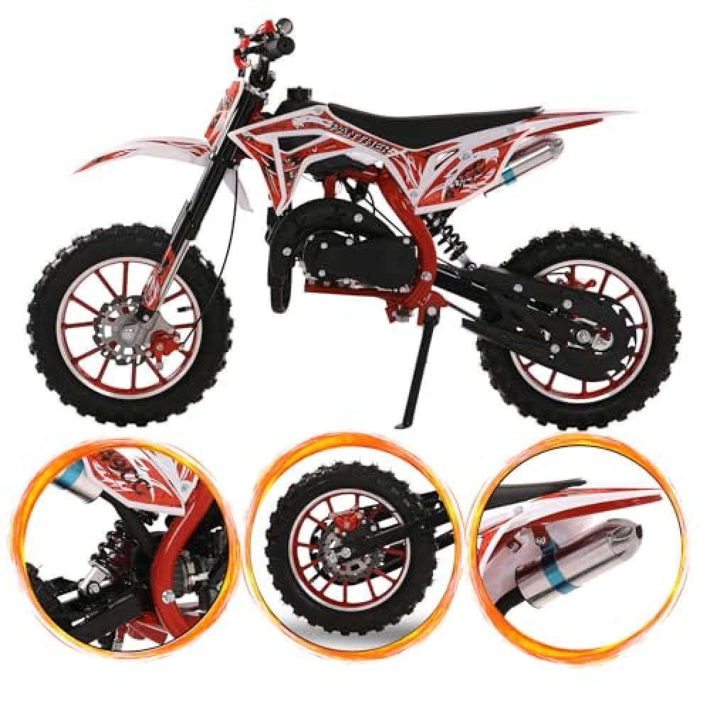 Shulemin 50CC Kids Dirt Bike, 2-Stroke Dirt Bike for Kids,Gas Power Motocross, Off Road Mini Motorcycle, Gas Bike Load 330Lbs